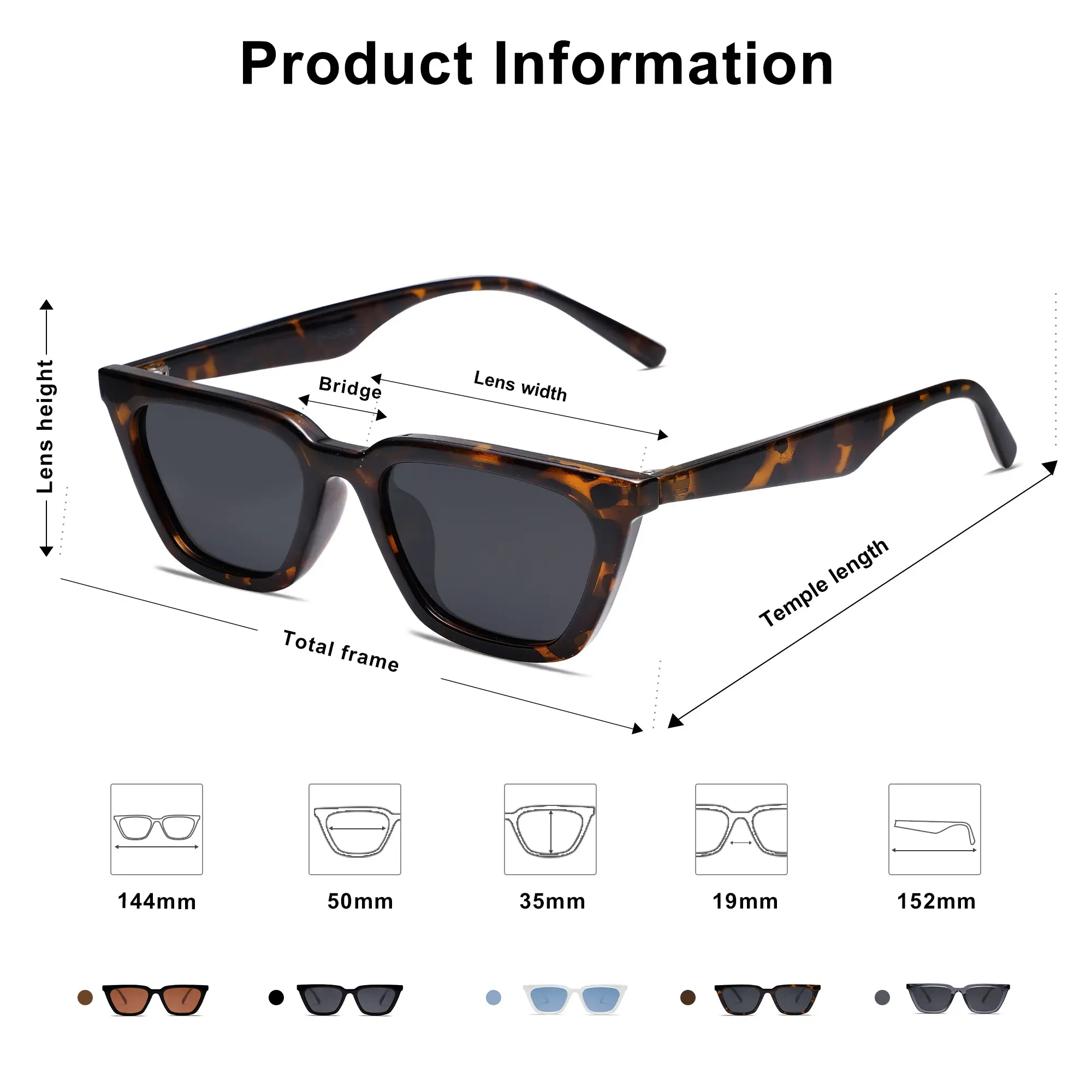 SOJOS Polarized Narrow Square Cateye Sunglasses for Women 