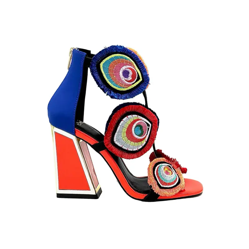 Exé Peacock-Embroidered Sandal