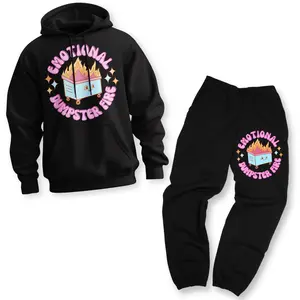 Emotional Dumpster Fire Matching Sweatshirt and Sweatpants Set for Women Soft Comfortable Fabric Casual Wear