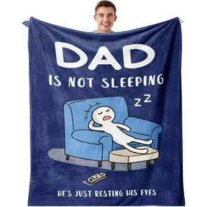 【Father's Day】Funny Birthday Gift for Dad Husband "Dad Is Not Sleeping" Flannel Blanket Super Soft Throws From Daughter Son For Couch Napping Cozy Art Warm Flannel Spanish Father's Day Gift Latino Family Pride Apparel Cozy Bedding