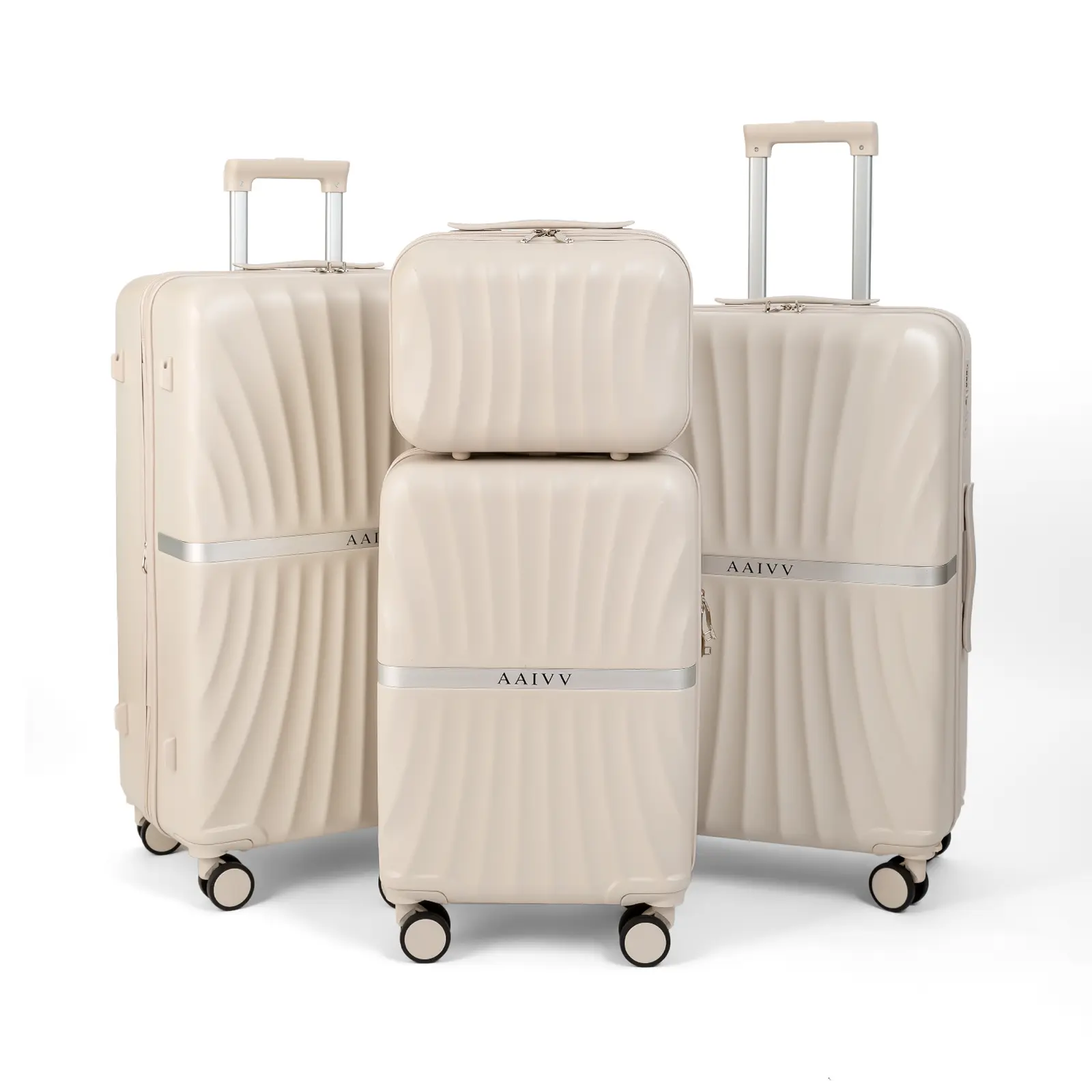Sturdy ABS Hardshell 4-Piece Luggage Set, Expandable Travel Suitcases with 360° Spinner Wheels, TSA Lock, USB Port, Cup Holder, Sturdy Abs Luggage, Luggage Sets
