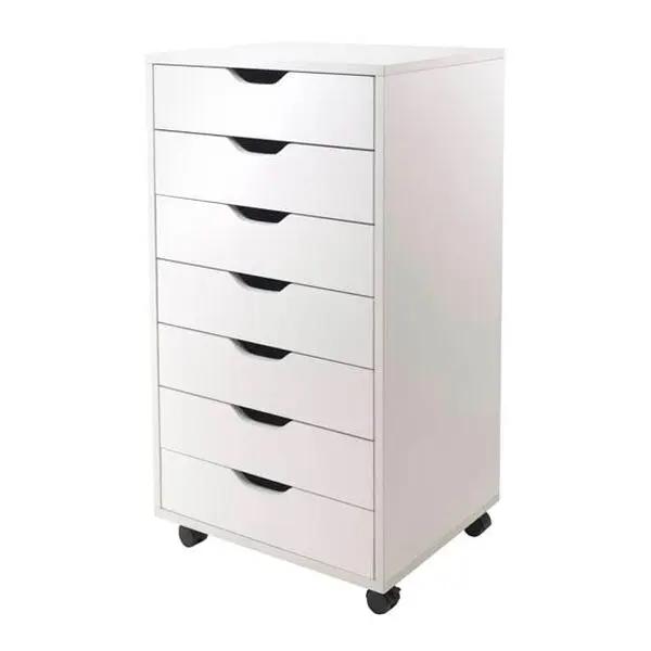 212 MAIN 7-Drawer Halifax Composite Wood White Storage Cabinet - Locking Casters, Portable Laptop Desk, Organizer for Closet, Office, Requires Assembly