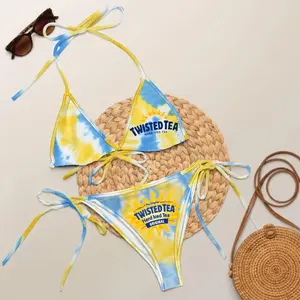 C00rs Cattle Country Western Tie Dye Especial Beer Vacation Hawaii Drinking Print Bikini Set, Sport Beach Swimsuit, Sexy Summer Swimwear For Her 3