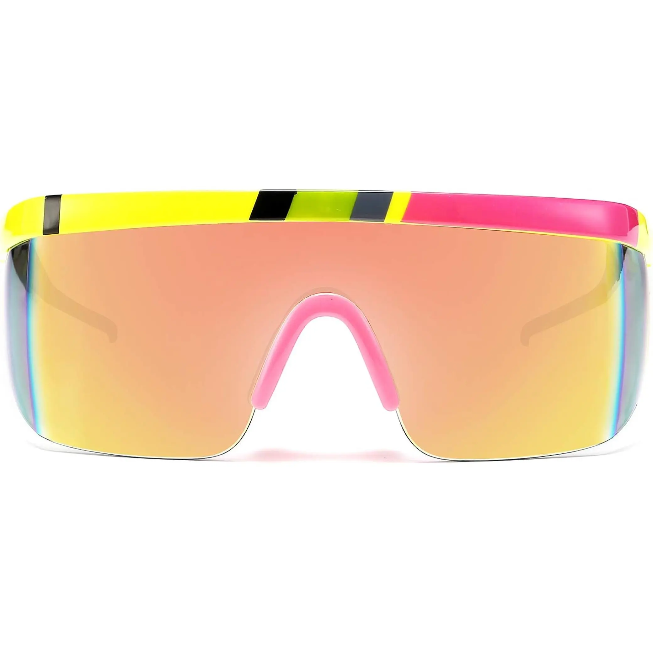 FEISEDY Oversized Mirror Shield Sport 80s Sunglasses Ski Goggles Flat Top One Piece Futuristic Visor Women Men B2522