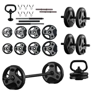 54 LB Adjustable Weight Set with Barbell, Dumbbells, and Kettlebell for Home Workouts