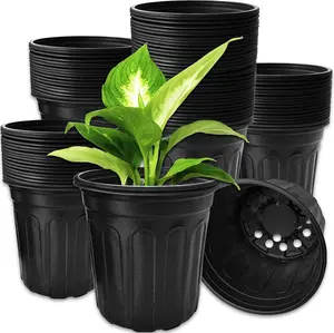 60-Pack 1-Gal Flexible Thick Soft Plastic Plant Nursery Pots, Seed Starting Containers with Drainage Holes for Seedlings, Garden Supplies, Greenhouses