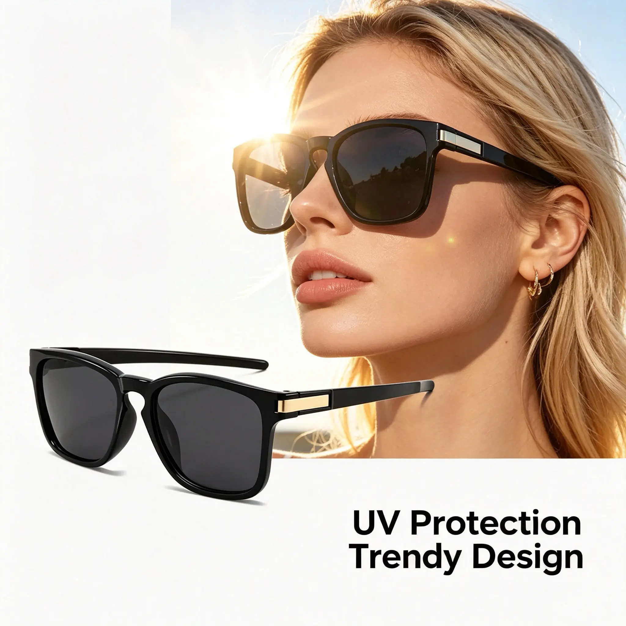Unisex Ultra-Light Sports Polarized Sunglasses - Black Frame, Glare-Reduction Lenses, Mirrored Options for Driving, Hiking
