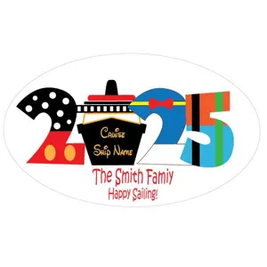 Magical World Year Cruise Ship Door Decoration Magnet Personalized, Oval Magnet for Stateroom Door, 1 Magnet