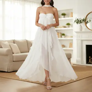 Women Summer Sleeveless Dress Irregular Ruffled Hem Backless Cocktail Party Dress for Beach Club Streetwear