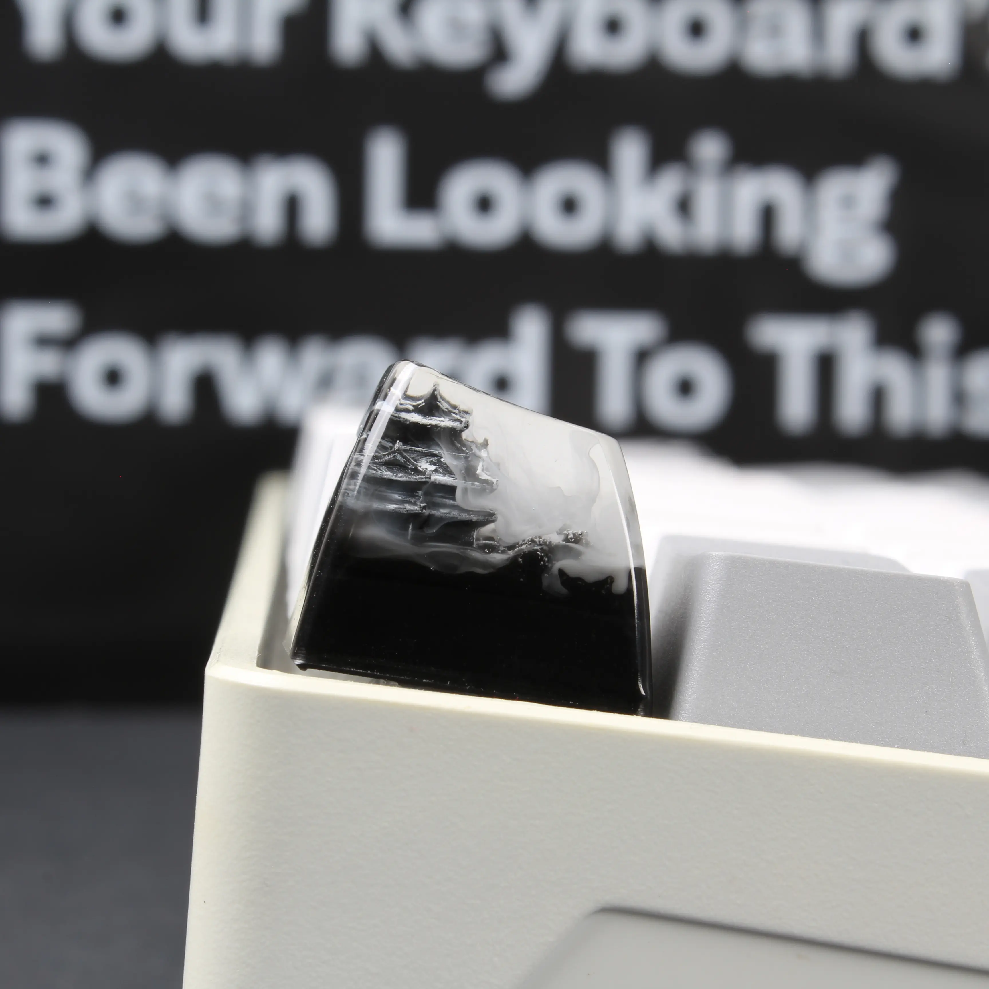 Obsidian Tenshu Escape Artisan Keycap for Mechanical Keyboard - Handmade Resin Keycap