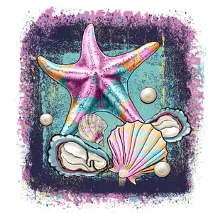 Seashell Summer Design Direct To Film Print, DTF Print, Ready To Press Print For T-Shirts