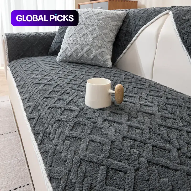 1 Count Plush Universal Sofa Cover, Anti-Slip Durable Warm Pet-Friendly Slipcover for Winter, Modern Minimalist Couch Protector #GLOBAL PICKS