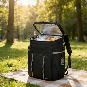 41L Waterproof Insulated Cooler Backpack, Classic Black, Holds 45+ Cans, Organizer for Hiking, Camping, FLB0603D,summervibes outdoorfun