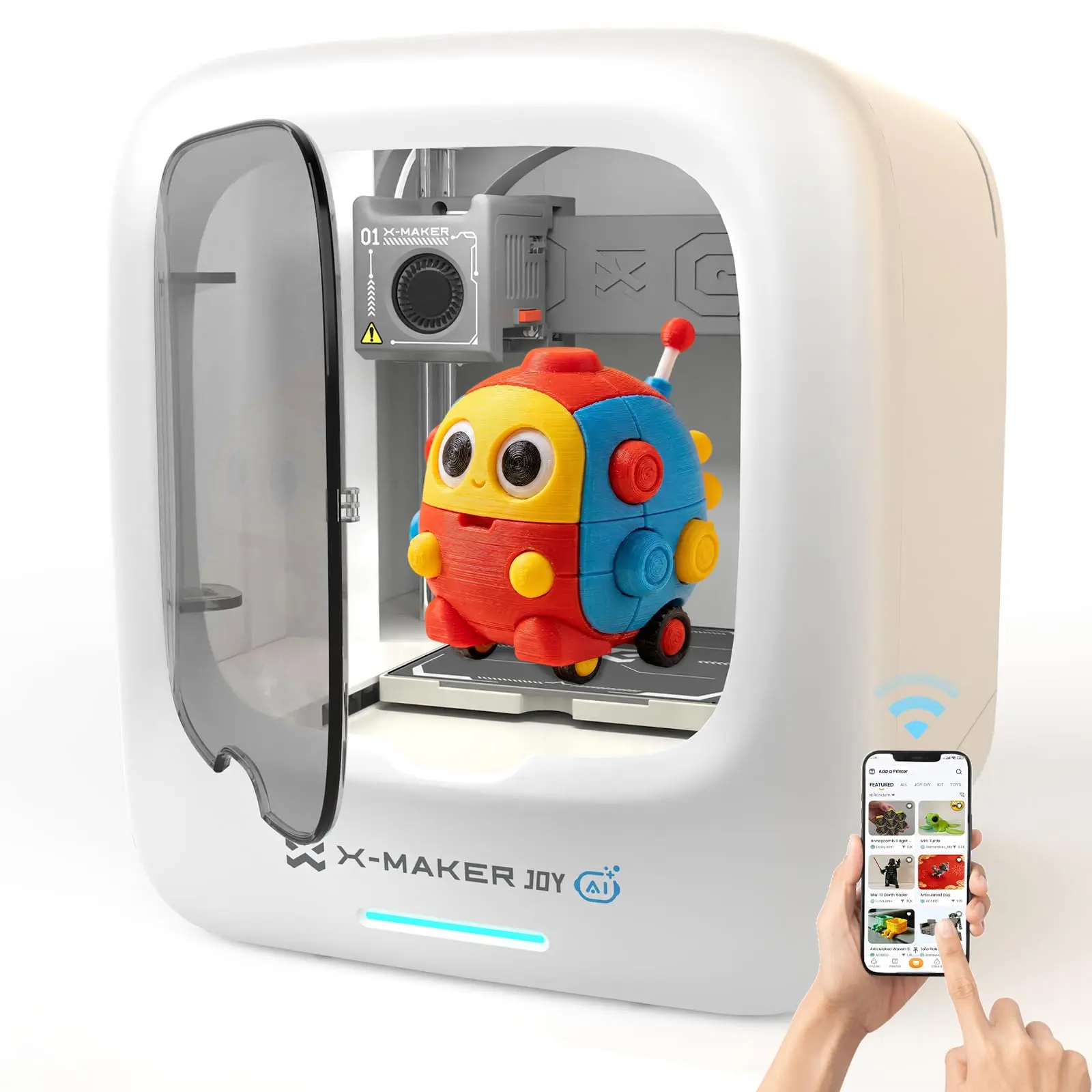 AOSEED X-MAKER JOY AI+ Enclosed 3D Printer for Beginners, Fully Assembled with Wi-Fi App, AI Support, Auto Leveling, Built-In Camera, 1 PLA Filament Included for Home Projects