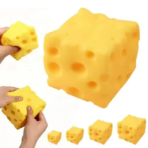 Squishy Cheese Block - Yellow, moldable fidget Toy with Squeeze Feature, Ideal for Play and Relaxation