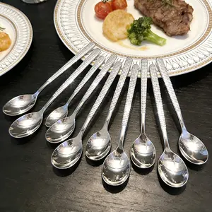 20 Pcs High-Quality Stainless Steel Dessert Spoons, Hammered Cutlery Set, Ideal for Home, Kitchen, Restaurant, Perfect Gift