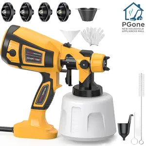 PG SHOP 2025 HVLP electric paint spray gun with 3 spray patterns and a large 1000ml container, a 850W high-power electric paint spray gun suitable for furniture, cabinets, fences, walls, garage doors, and walls.