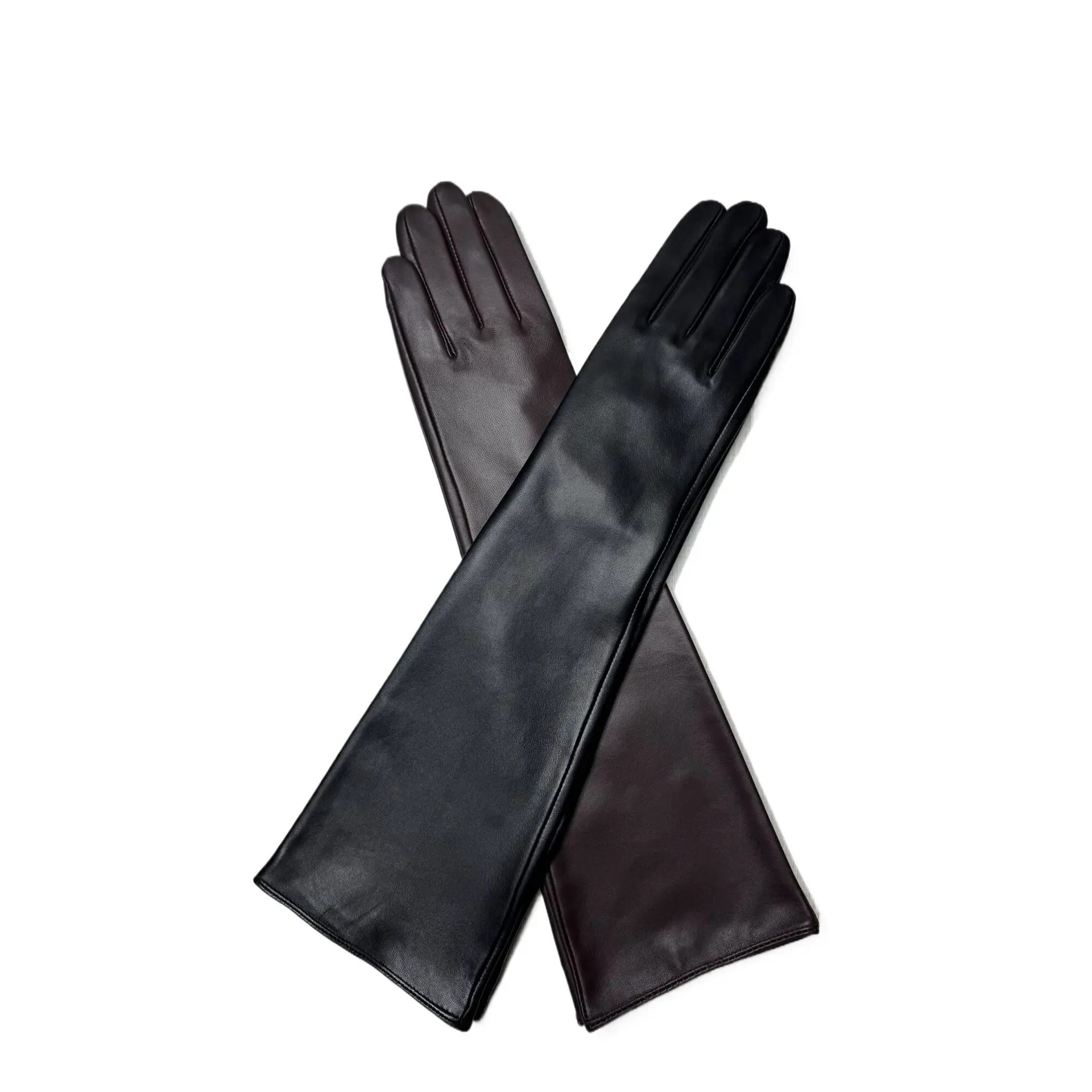Women's 45cm Extended Sheepskin Leather Thin Warm Winter Long Sports Gloves - Tailored Fit, Unisex, Elegant for Party & Outdoor Sports, Adult Use, Ceremony