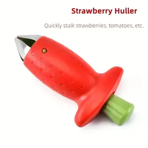 1 pc strawberry shelling tool Easy-to-use stainless steel corer Red handle for easy kitchen preparation Stem removal Fruit