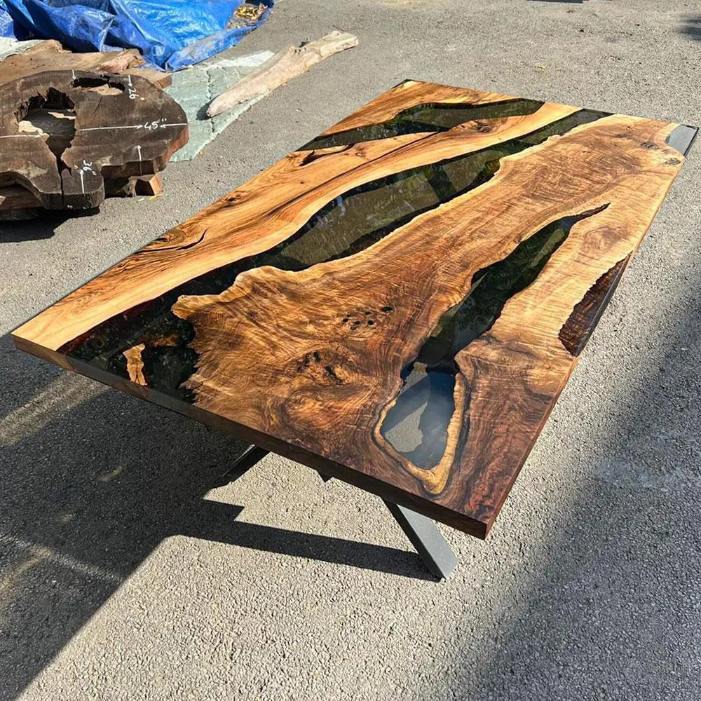 [OST111] Olive Wood Epoxy Table custom epoxy river slab table, Executive Desk, Custom Large Epoxy River Table, Solid Wood Slabs Table, Large Computer Office Desk Workstation, Business Furniture for Home Office
