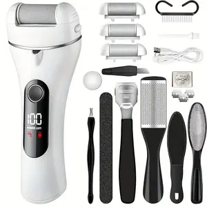 Electric Foot Callus Remover, Rechargeable Portable Electronic Foot File Pedicure Kits, Waterproof Foot Scrubber File, Professional Pedicure Tools, Foot Care for Dead Skin Ideal Gift, 3 Rollers Rechargeable Cracked Dry Skin Ideal Gift foot callus remover