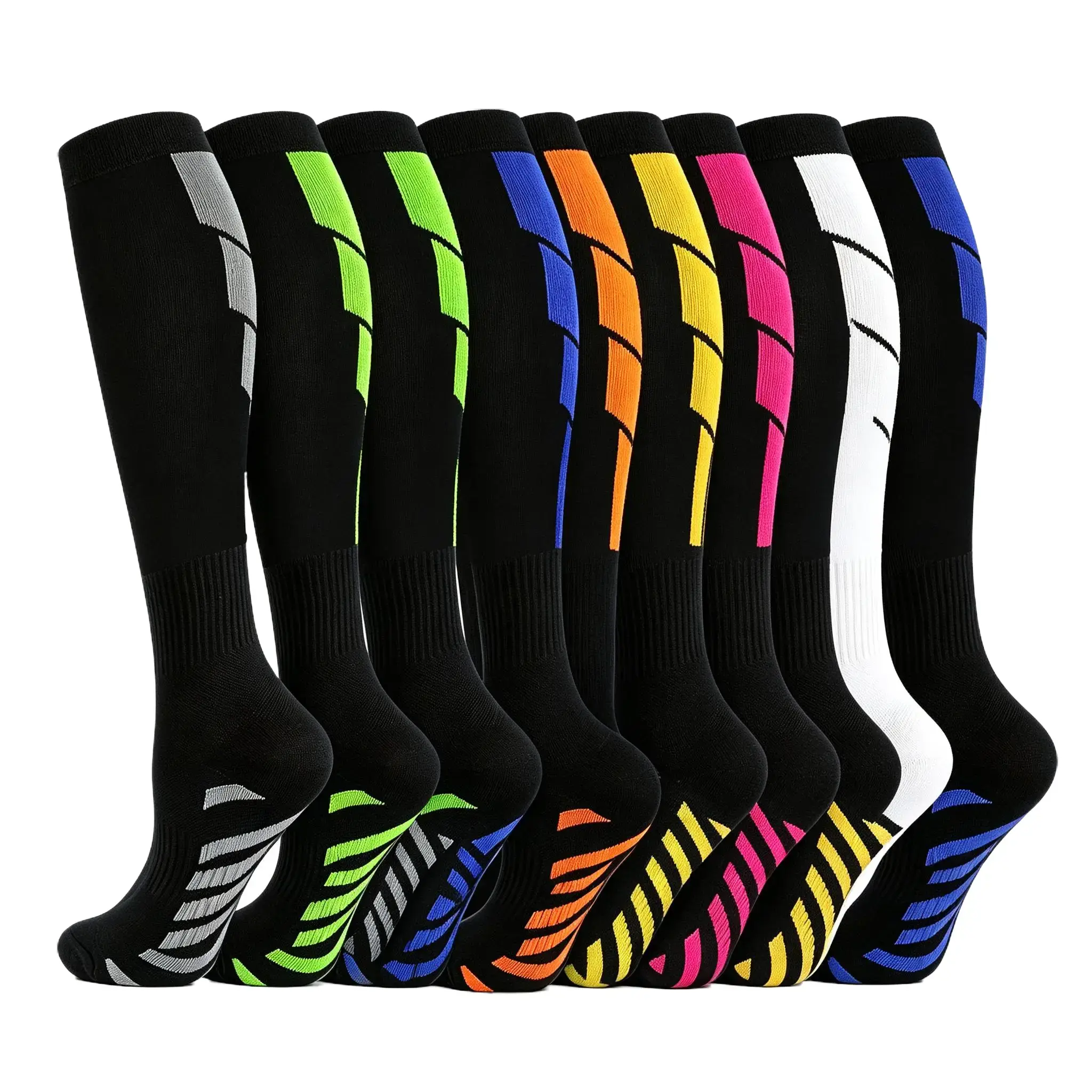 Unisex Adult Copper Compression Socks, 8 Pairs, 15-20 mmHg - Ankle-to-Calf Breathable Knit Socks for Running/Cycling, Travel & Sport Circulation Support, Nurse Use