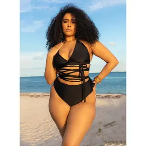 Stranded Lace Up Bikini Top