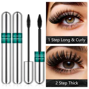 Two-Pack Huasurv Dual-Effect Mascara, Natural Long-Lasting Lashes, Volumizing & Curling, Smudgeproof, Multi-Effect, Eye Makeup