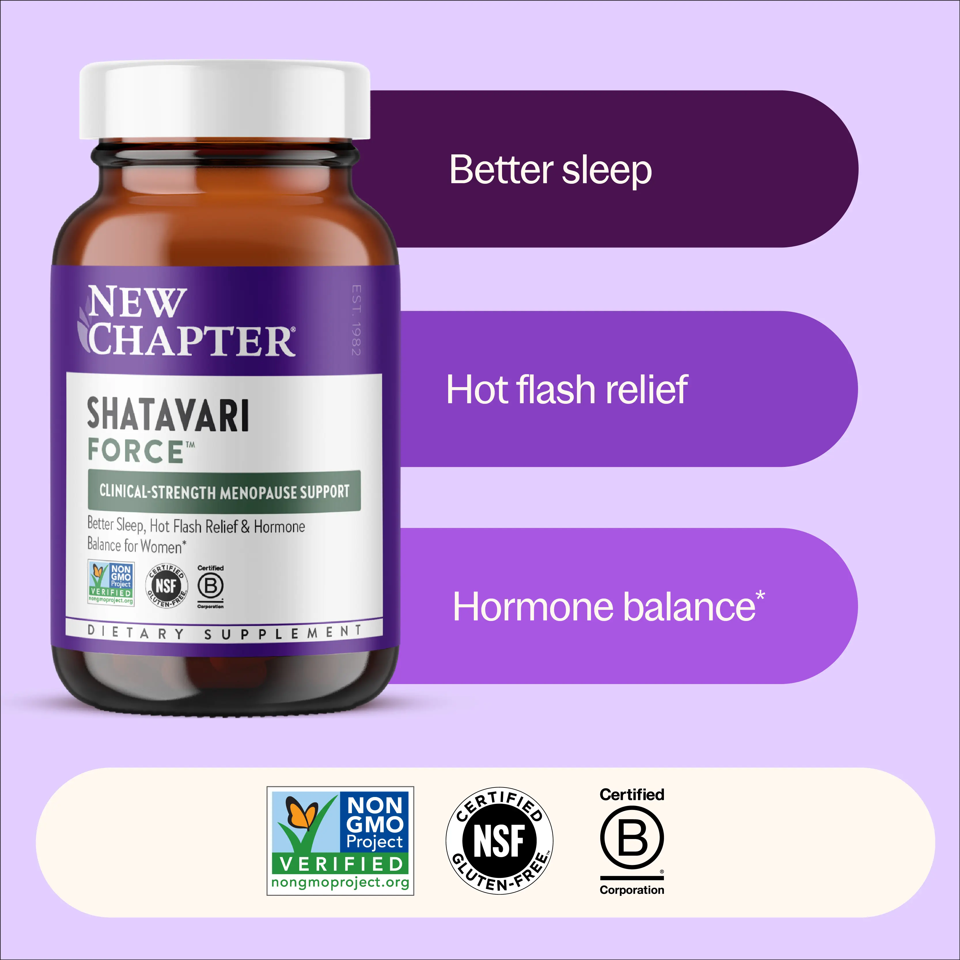 New Chapter Shatavari Force Clinical Strength Perimenopause, Menopause & Postmenopause Support, Reduces Hot Flashes + Hormone Balancing + Sleep & Stress Support 30 ct Woman Supplement