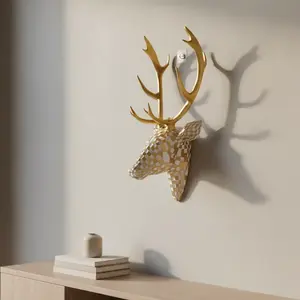 Deer Head Wall Sculpture, Artistic Home Decor, Mosaic Craftsmanship, Simple Installation, Wall Mount Design, Modern Style, Easy Hanging, No Drilling Needed