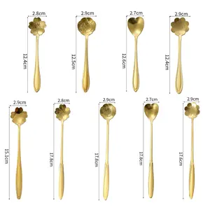 9-Piece Stainless Steel Cherry Blossom Spoon Set, Sweet Treat Spoons, Coffee Stirrers, Wedding Party Gifts, Home Use, Cutlery