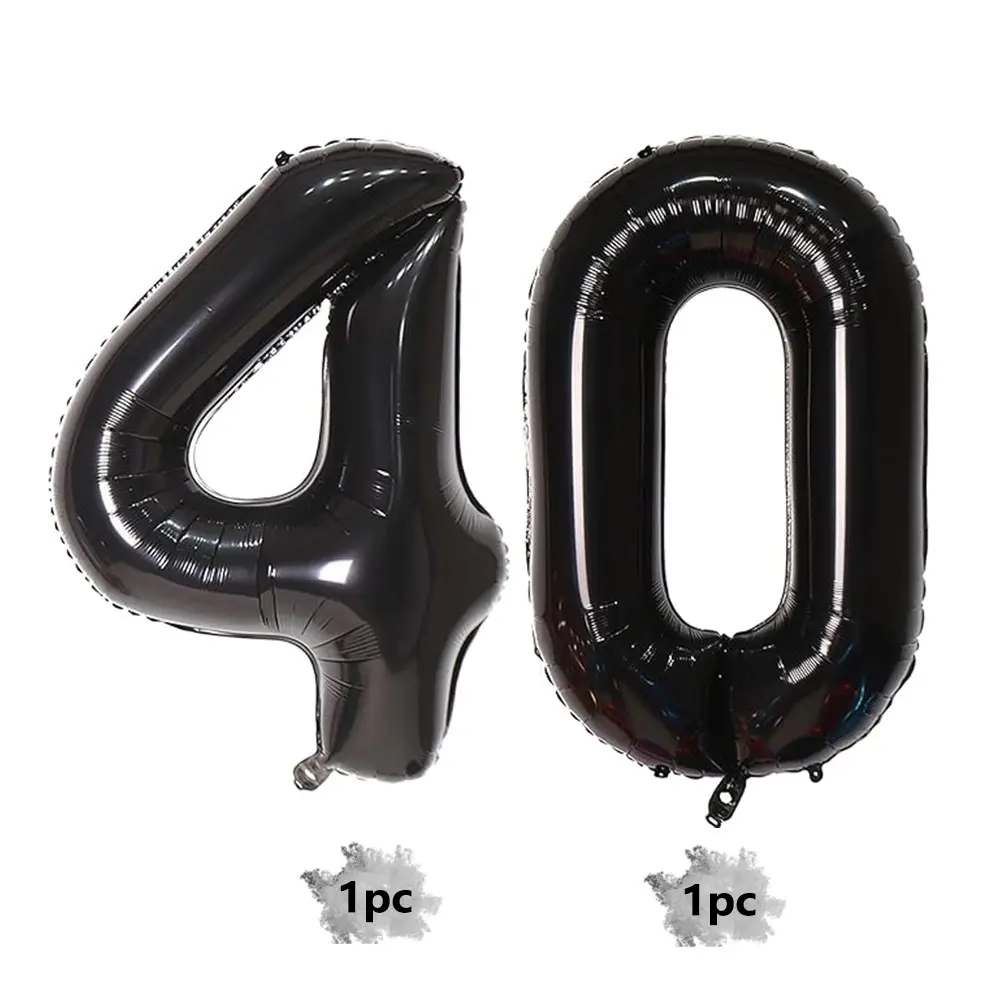 2pcs Theme 40th Birthday Balloons, 40-Inch Aluminum Foil Number 40 Balloons, Men's & Women's 40th Birthday Party Decorations, Balloon Set