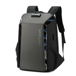 1pc Men's Business Laptop Backpack, water repellent wear resistant and tear resistant, honeycomb breathable back, thickened sponge pad for comfort, anti-theft password lock, trolley strap design, practical rucksack for business travel and daily commute
