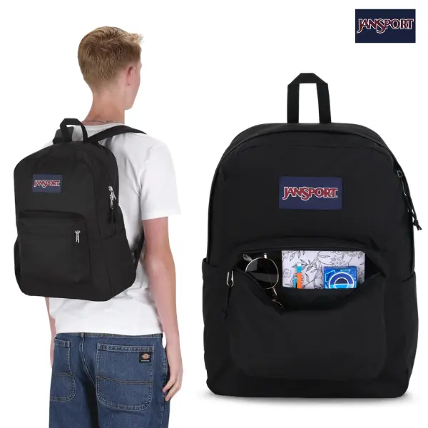 JanSport SuperBreak One Black Backpack 25L – Lightweight Durable School Bookbag with Front Organizer Pocket, Student Travel Work Backpack for Everyday Carry