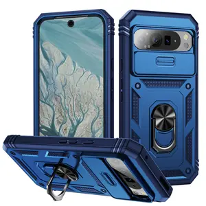 Shockproof Phone Case with Ring Holder, 360 Degree Rotatable Phone Protective Cover, Phone Accessories Compatible with Google Pixel 9 8 7 6, Casing, Protector, Cellphone