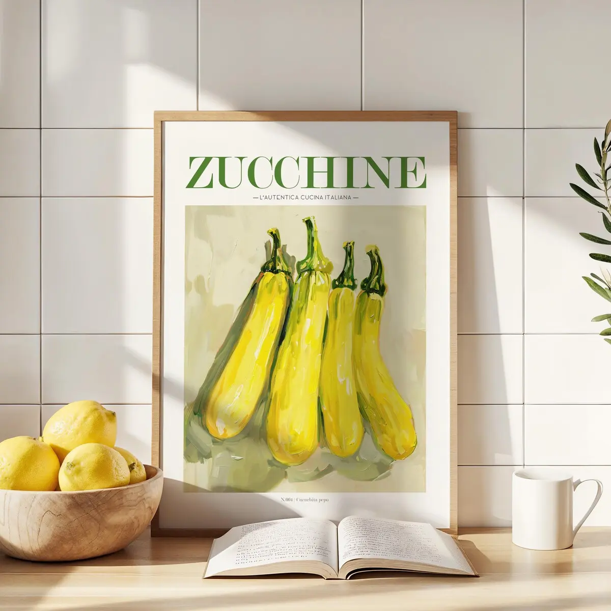 Zucchine (Courgette) Print, Zucchine Poster, The Italian Kitchen Collection, Courgette, Summer Squash, Painting Illustration, Unframed