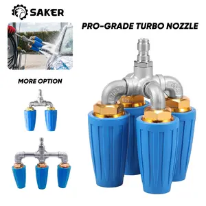 【FathersDayGift】Saker Rotating Turbo Nozzle Kit - Durable Blue Aluminum Power Washer Head - Includes Interchangeable Multi-Angle Spray Tips - 1/4 Inch Quick Link for 360° Cyclone Cleaning