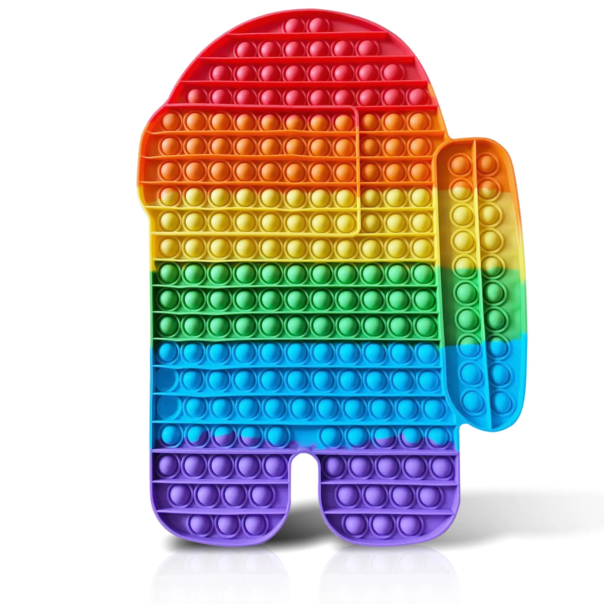 Large Among Us Fidget Toy Antistress Sensory Bubble Toy Jumbo Big Size Push Pop Fidget Toy, for Autistic Kids Special Needs Children Anxiety Adults Rainbow Color