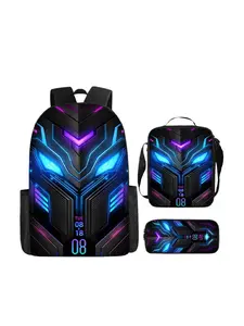 Mechanical Style Three-Piece Backpack Set, Casual Daily Use Bag for Boys, Durable Student Bookbag with Spacious Design, All Seasons