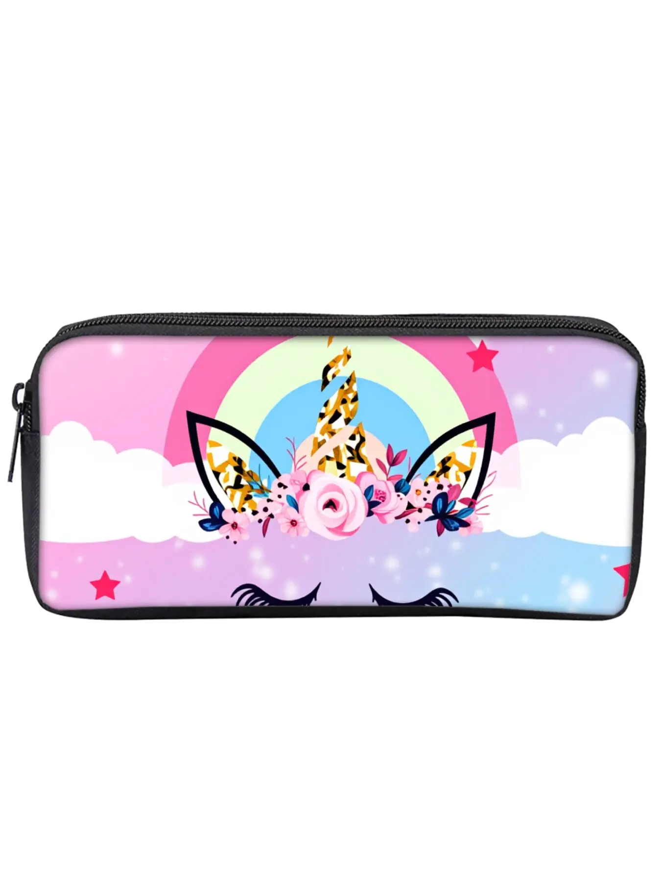 Single-layer pencil case with unicorn and pony print