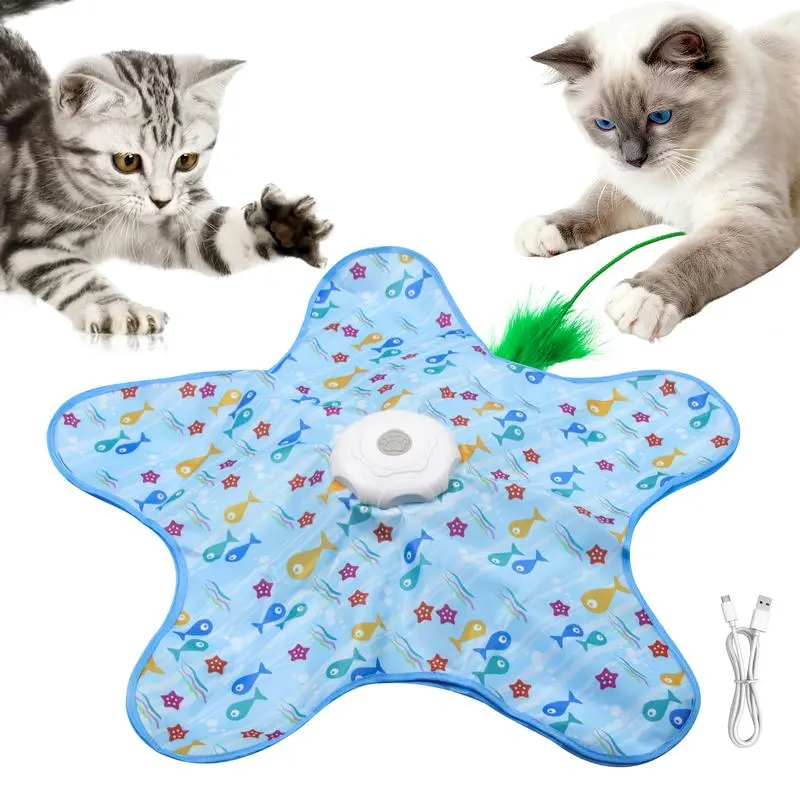 Interactive Unpredicatable Moving Feather Cat Toy , Hide and Seek Rechargeable Cat toy for bored cat,Automatic Chargeable，Indoor Exercise & Boredom Relief for All Breeds