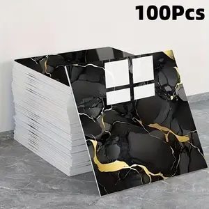 Marble Self-Adhesive Vinyl Backsplash Tiles, Waterproof PVC Wall Panels, Easy Peel and Stick, Reusable Modern Decor Tile Stickers for Bathroom, Kitchen, Living Room