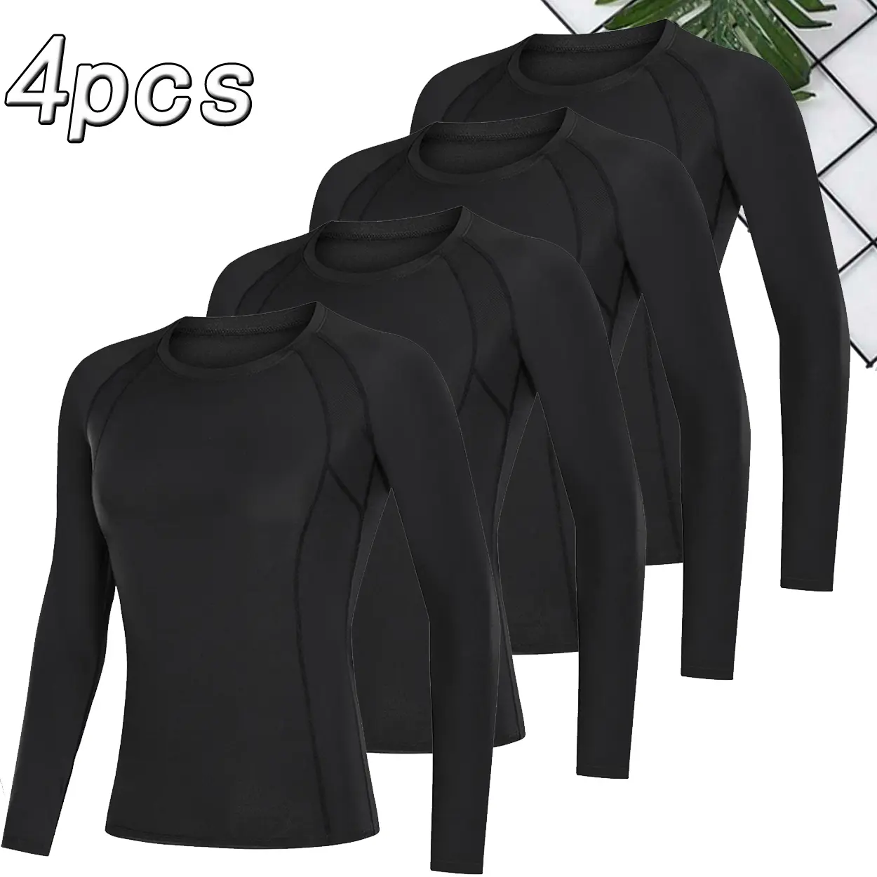 4 Pack Women's Long Sleeve Compression Shirts, Quick Dry Workout Tops for Women, Breathable Athletic Gym Yoga Running Shirts, Moisture Wicking Sports Base Layer