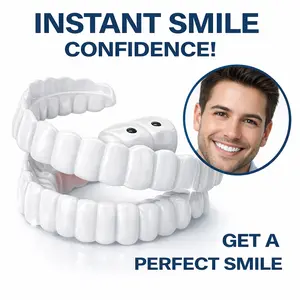 Snap On Veneers for Men & Women Instant Whitening SmileKit [3 pc] Natural Look Reusable False Teeth Cover forParty & Daily