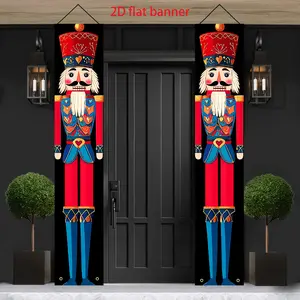 2pcs Festive Nutcracker Banners, 70.8" x 11.8" - Durable Polyester, No Electricity Needed, Ideal for Indoor/Outdoor Christmas Porch Decor, Seasonal Party Wall Accents, Christmas Decorations, Christmas Offer Decoration, Christmas Ornament, C