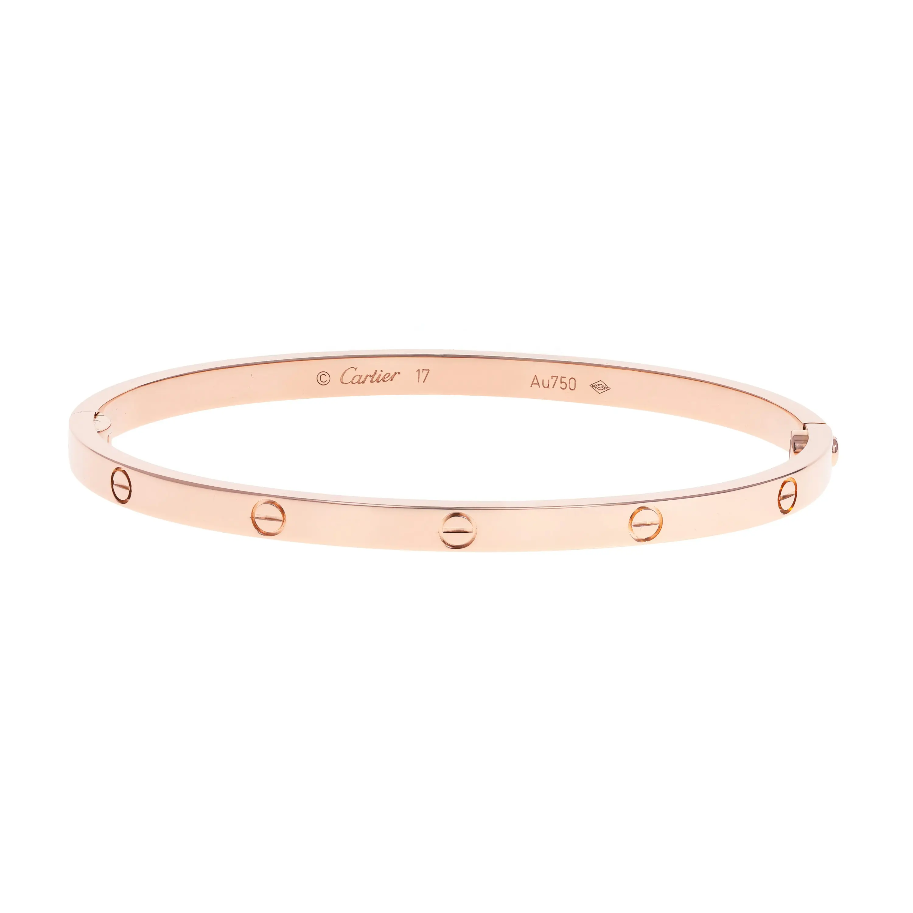 Pre-owned Cartier Love Small Model Bangle Bracelet Size 17
