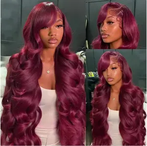 99J Burgundy Wig Human Hair 13x6 Body Wave Lace Front Wigs 180% Density Red Wine Glueless Wigs Pre Plucked for Women summerwins Lace Frontal Wigs