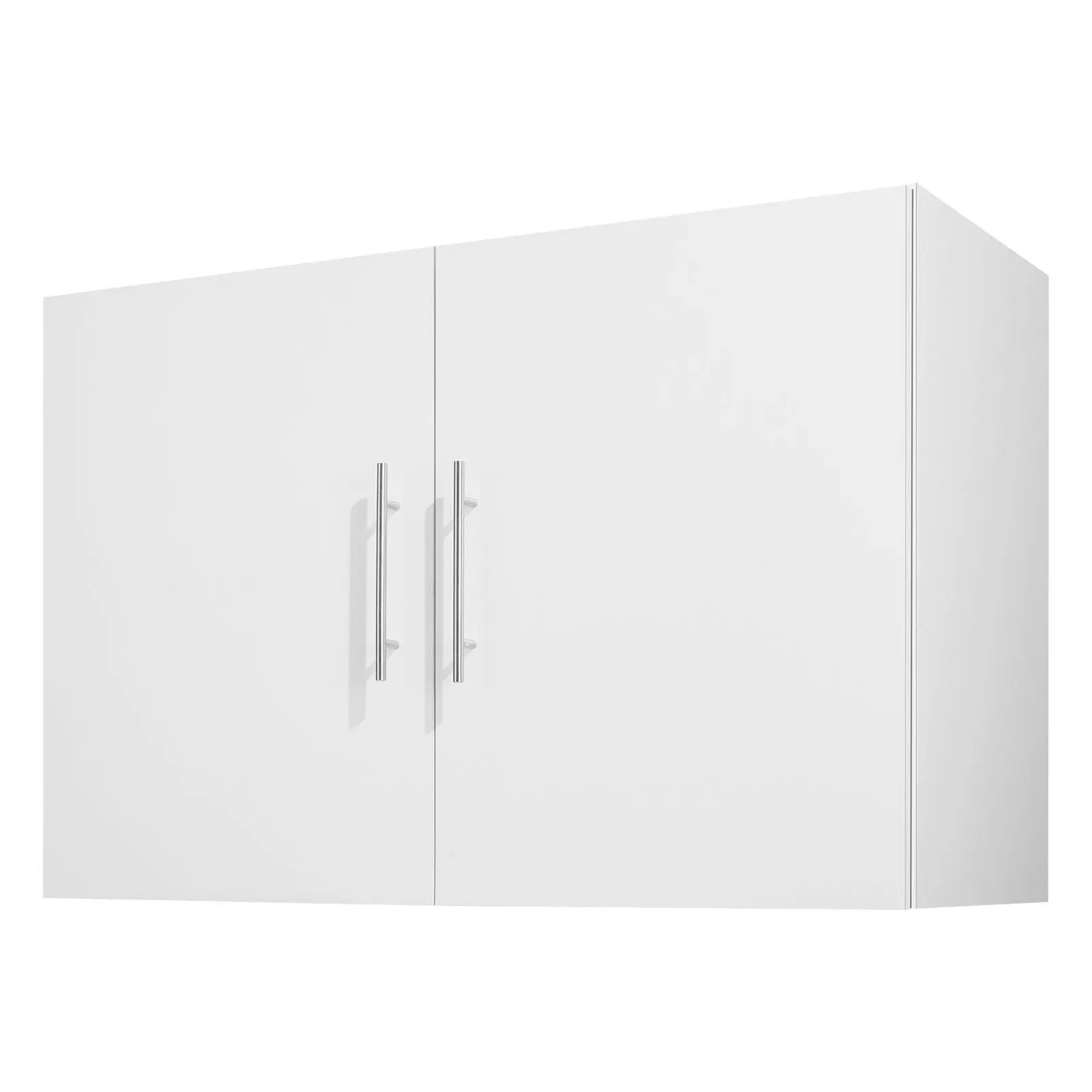 Two-Tier Laundry Room Wall Cabinet, Wall-Mounted with Adjustable Shelves, 36-Inch Wide Cupboard with Two Doors for Kitchen, Bathroom, and Laundry, White Finish, Measures 16 x 36 x 24 Inches (D x W x H)