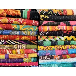 Wholesale Mix lot Tribal Kantha Quilts Reversible Vintage Cotton Bedspread Sari Throw Old Assorted Patches Bed Cover (1 Pc)