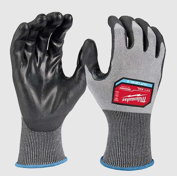 Milwaukee 48-73-8724B Touchscreen Work Gloves, XXL Size, 12-Pair Pack, Cut Level 2, High Dexterity, 18 Gauge Knit, Polyurethane Dipped, Gloves for Work, Color-Coded Wrist Band, Better Fit